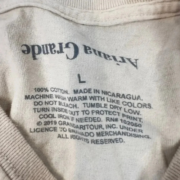 VTG Ariana Grande Sweetener T-Shirt Crew Neck Short Pre-Shrunk Cotton Beige L - Picture 7 of 9